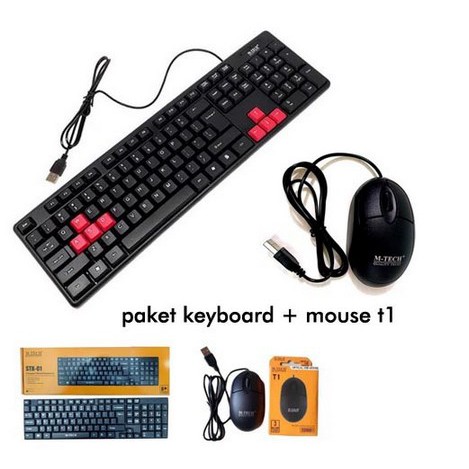 ITSTORE Paket Combo Keyboard  Mouse USB Kabel M-tech Mtech Votre Komputer PC Laptop Murah Support Windows 7 8 10 Mac