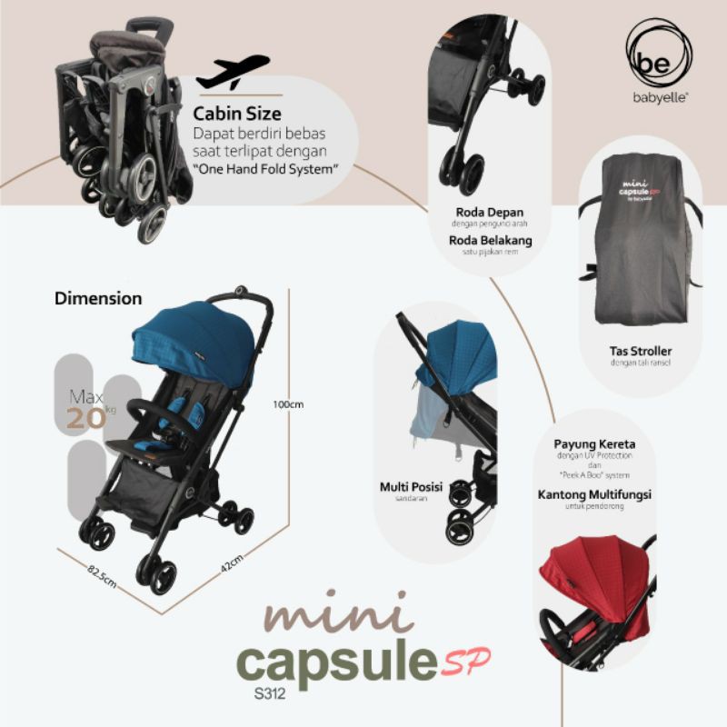 New Baby Stroller Babyelle Mini Capsule Sp / Kereta Bayi Dorong Babyelle Bisa Cabin Size