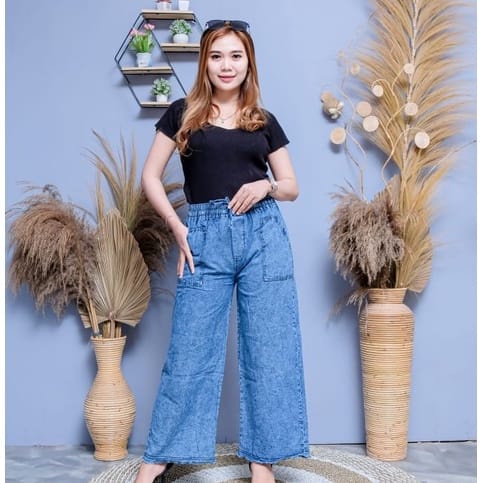 CELANA KULOT JEANS TALI SERUT [CELAN JEAN HIGHWAIST]