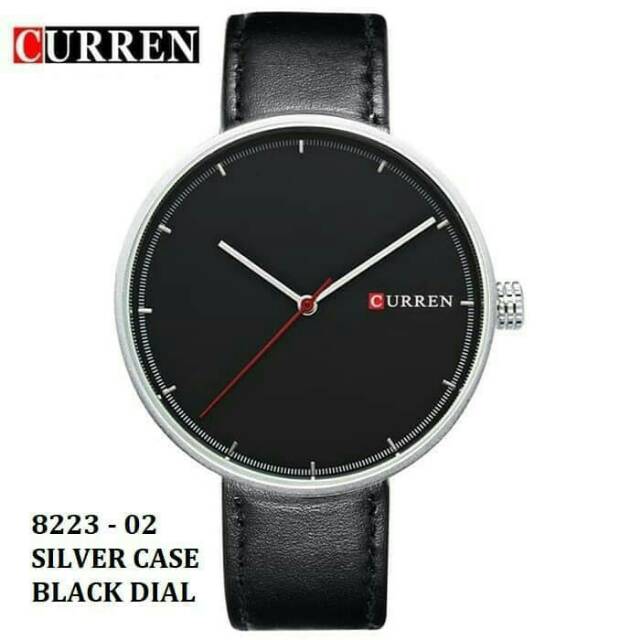 Jam Tangan Pria & Wanita/fashion pria dan wanita / Curren 8223 / Jam Tangan Kulit Curren Ori - Hitam