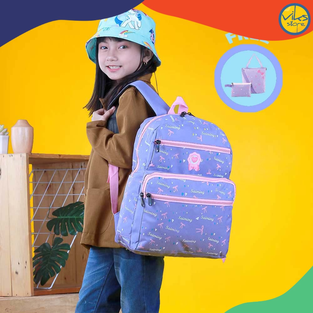 Tas Sekolah TK SD PAUD Ransel Anak Perempuan Tas 2in1 Gambar Motif Lucu Backpack Wanita Tas Punggung