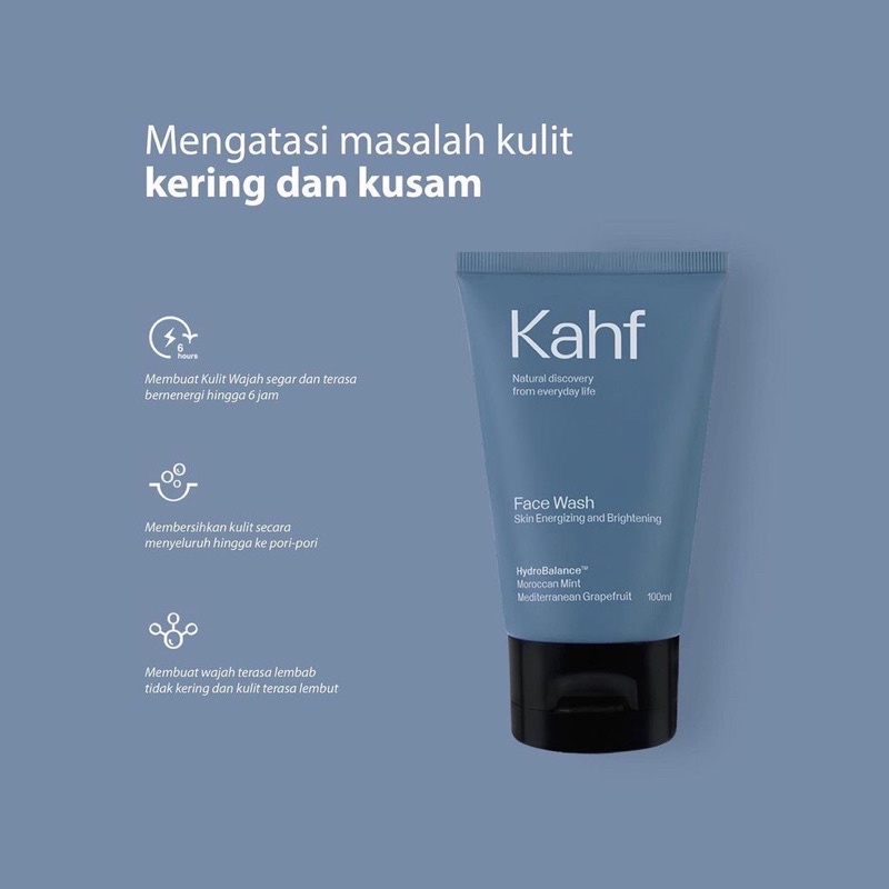 Kahf Skin Energizing and Brightening Face Wash 100 ml - Sabun Pembersih Wajah Pria Untuk Kulit Cerah Bebas Kusam