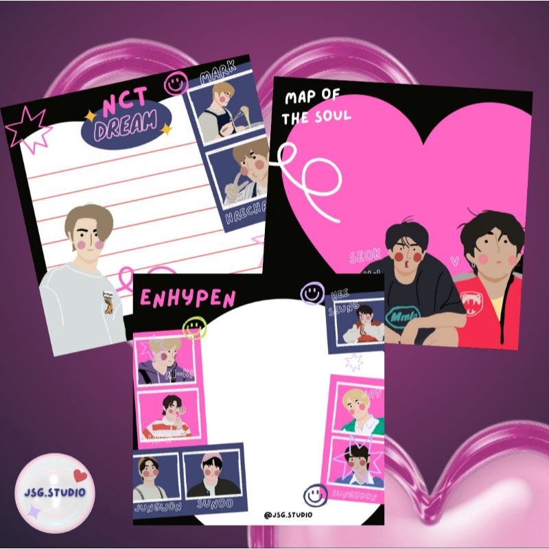 nct - enhypen - bts kpop memopad by jsg studio