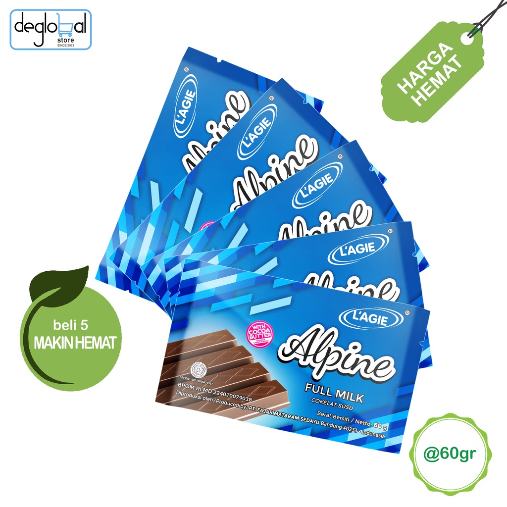 

Paket Hemat Coklat Susu Alpine Full Milk 5pcs @60gr