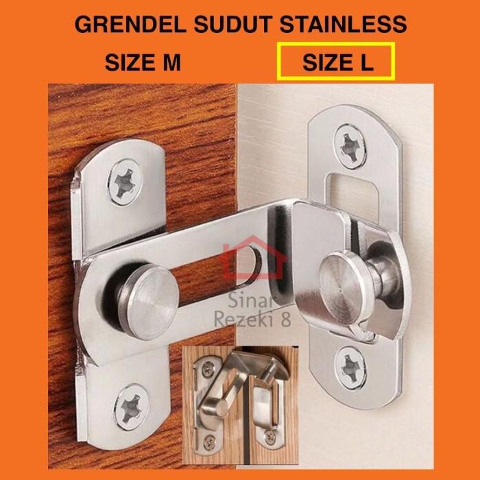Grendel Sudut Kait L STAINLESS Cantol Pintu Pengaman Kamar Jendela WC Kualitas Terjamin