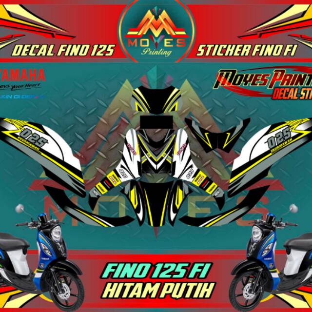 Decal Motor Fino 125 Fi Hitam Putih Sticker Striping Yamaha Finon125 FI