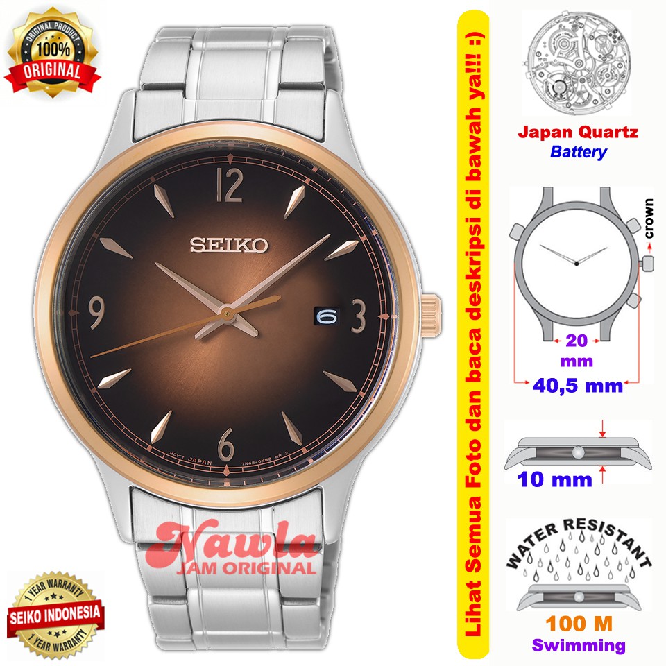 Seiko Quartz SGEH90P1 Brown Gradation Dial - Jam Tangan Pria SGEH90