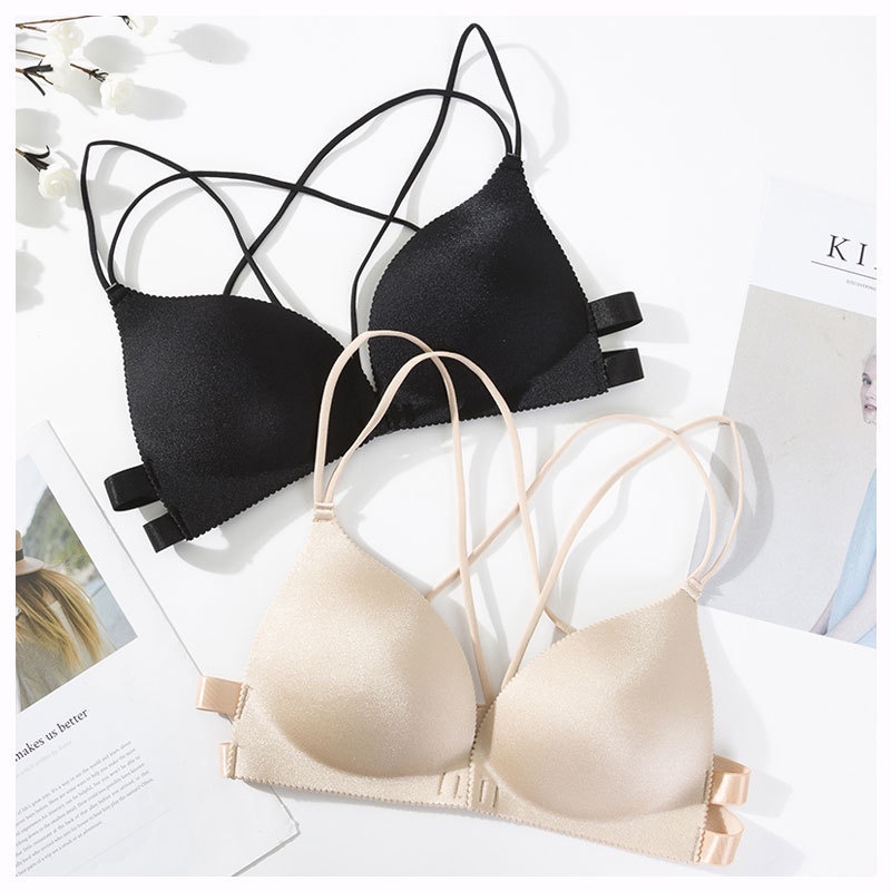 Bra 3D Push Up Bra tanpa kawat kait depan pakaian dalam wanita fashion seksi