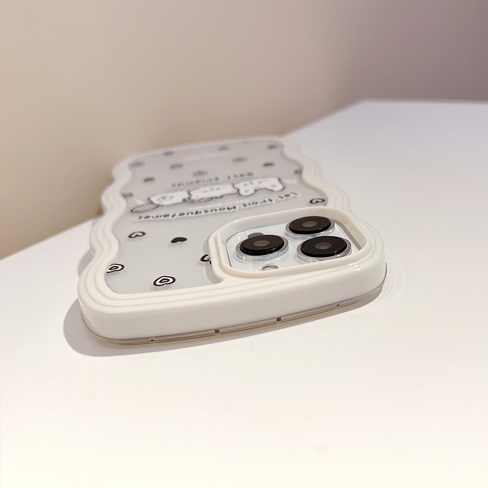 Best Friends Animal 2in1 Transparan Phone Case Cover Twist Shaped Pelindung Tahan Guncangan Untuk X XR XS 11 12 13 14 PLUS PRO MAX