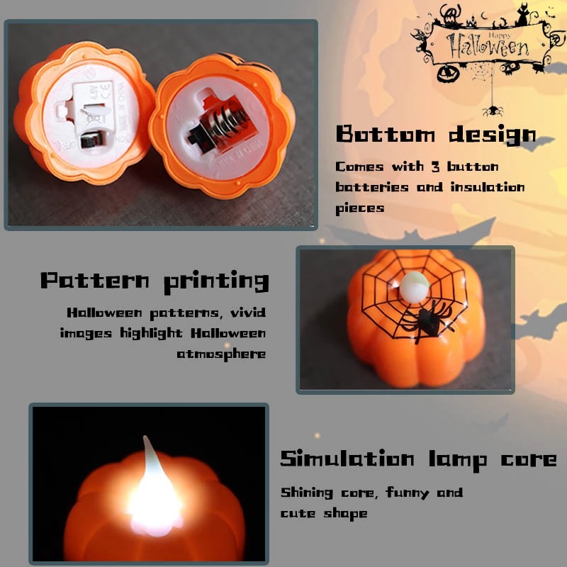 Lampu Lentera Lilin LED Elektronik Bentuk Labu Halloween