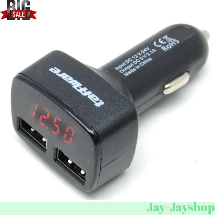 Dual USB Car Charger with LED Display - EC2 PROMO