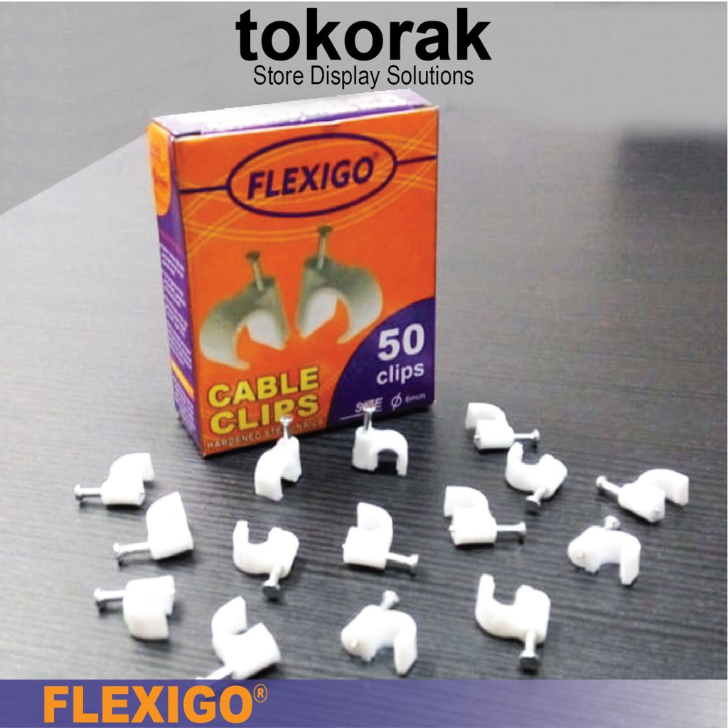 KLEM KABEL 6 MM 50 PCS FLEXIGO - KLIP KABEL - CABLE CLIPS - CLAMP PAKU