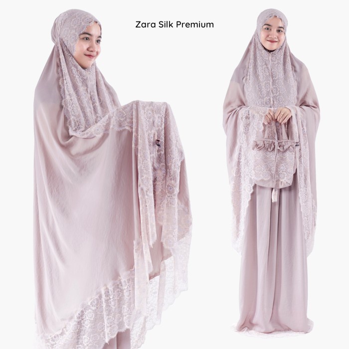 Mukena Zara Silk Premium Dewasa Soft Milo / Mukena Zara Bagus - mukena saja