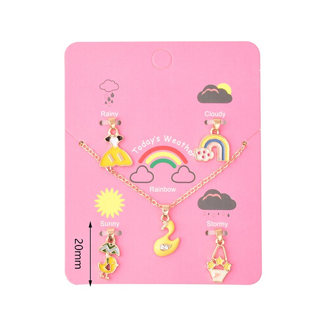 LRC kalung + liontin Fashion Yellow Dripping Weather Geometric Earrings Necklace P72947