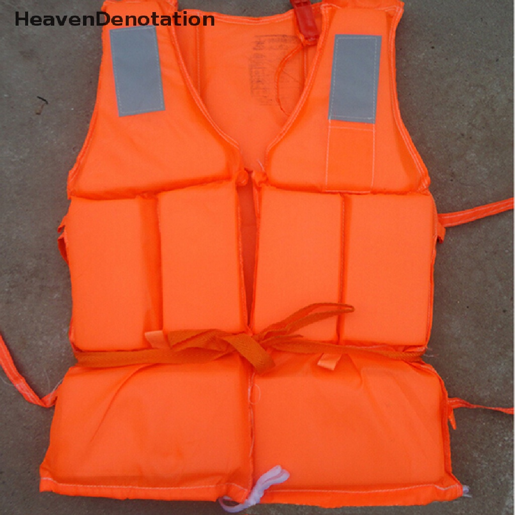 (Heavendenotation) 1pc Jaket Pelampung Renang Dewasa Warna Oranye + Peluit