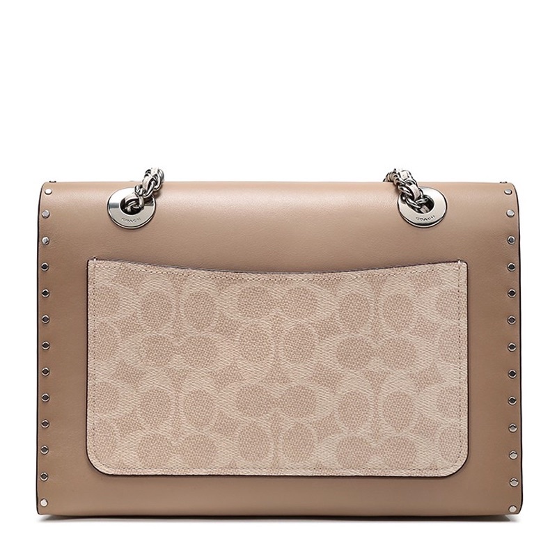 COACH SIGNATURE BORDER RIVETS PARKER SHOULDER BAG  (967)