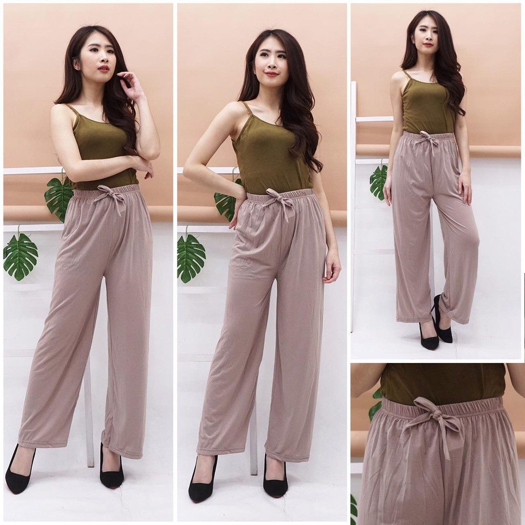 Owlet - Celana kulot Panjang allsize muat XXL melar bahan kaos adem dan nyaman