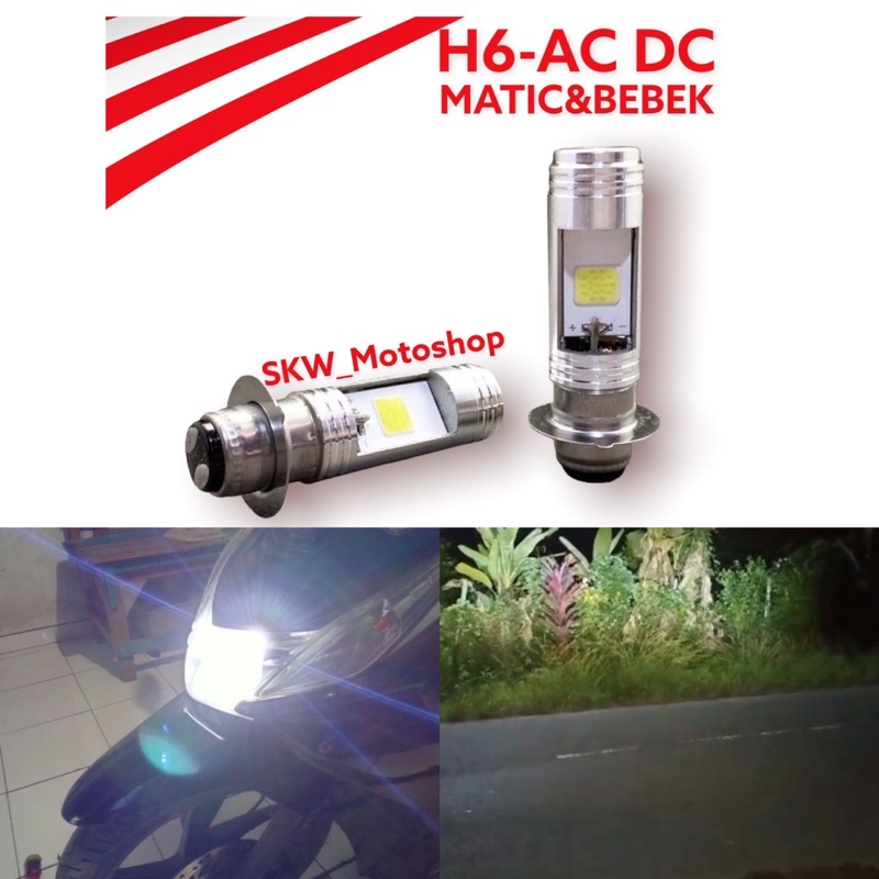 Lampu led depan ac dc kualitas produk oke terang universal all motor matic bebek H6 AC DC 2MATA