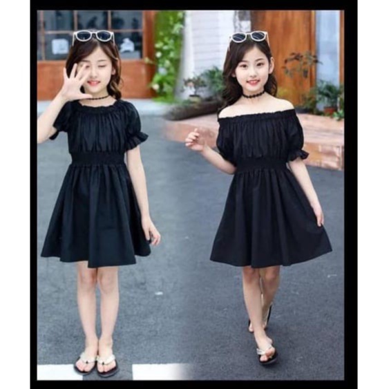 QFS - DRESS KIDS ANLYN / HITAM / NAVY / TERBARU