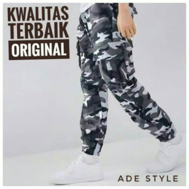 TWILL ARMY celana jogger jogger motif army loreng pria cowo sport