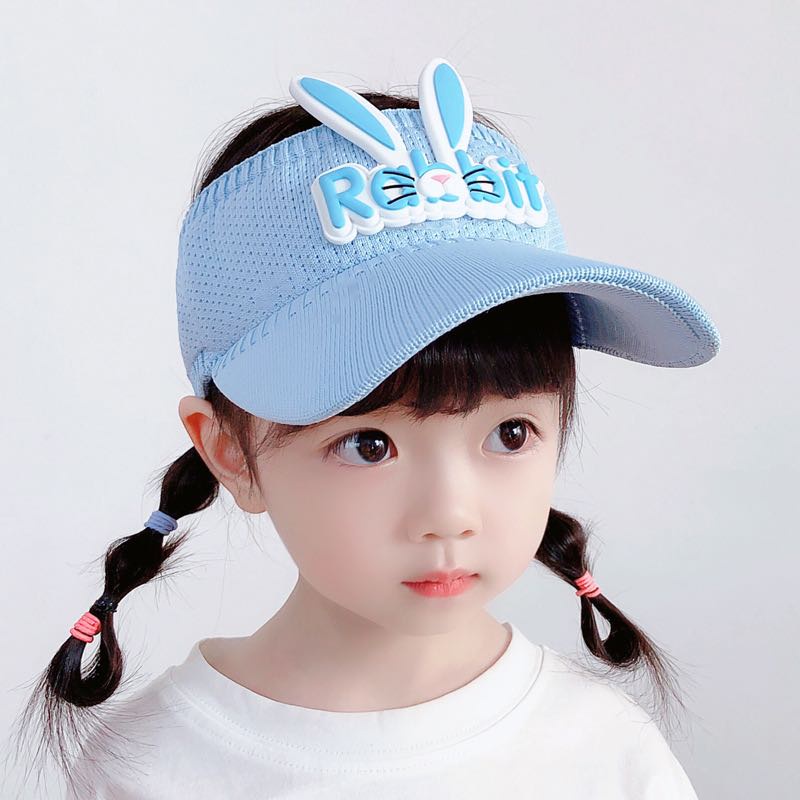 Topi Anak Rajut Visor Pantai Sunshade Motif Rabbit Baseball Anti Uv - Topi Anak