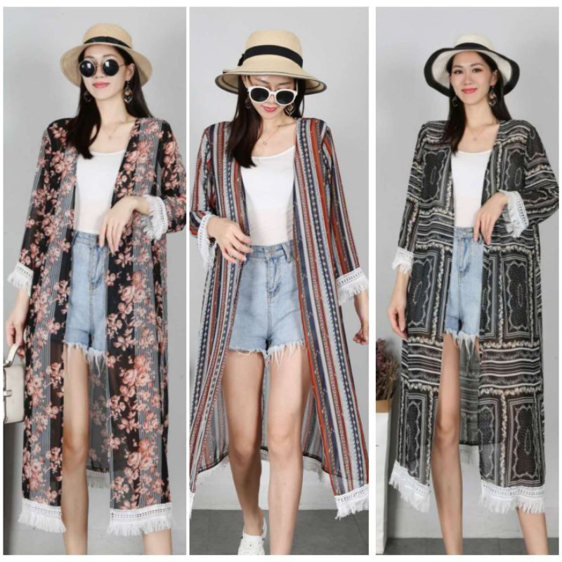 hijab loverz baju wanita Outer Cardigan Chiffon Import / busana pantai