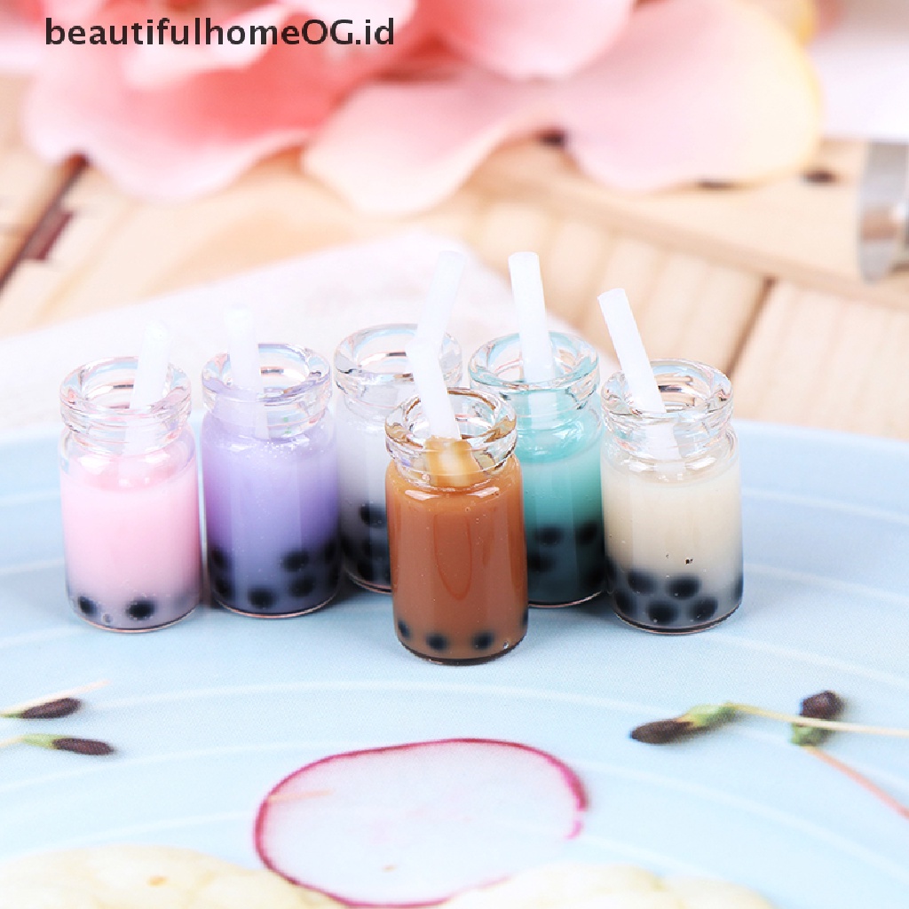3pcs / Set Mainan Miniatur Gelas milk tea Skala 1: 12 Untuk Dekorasi Rumah Boneka