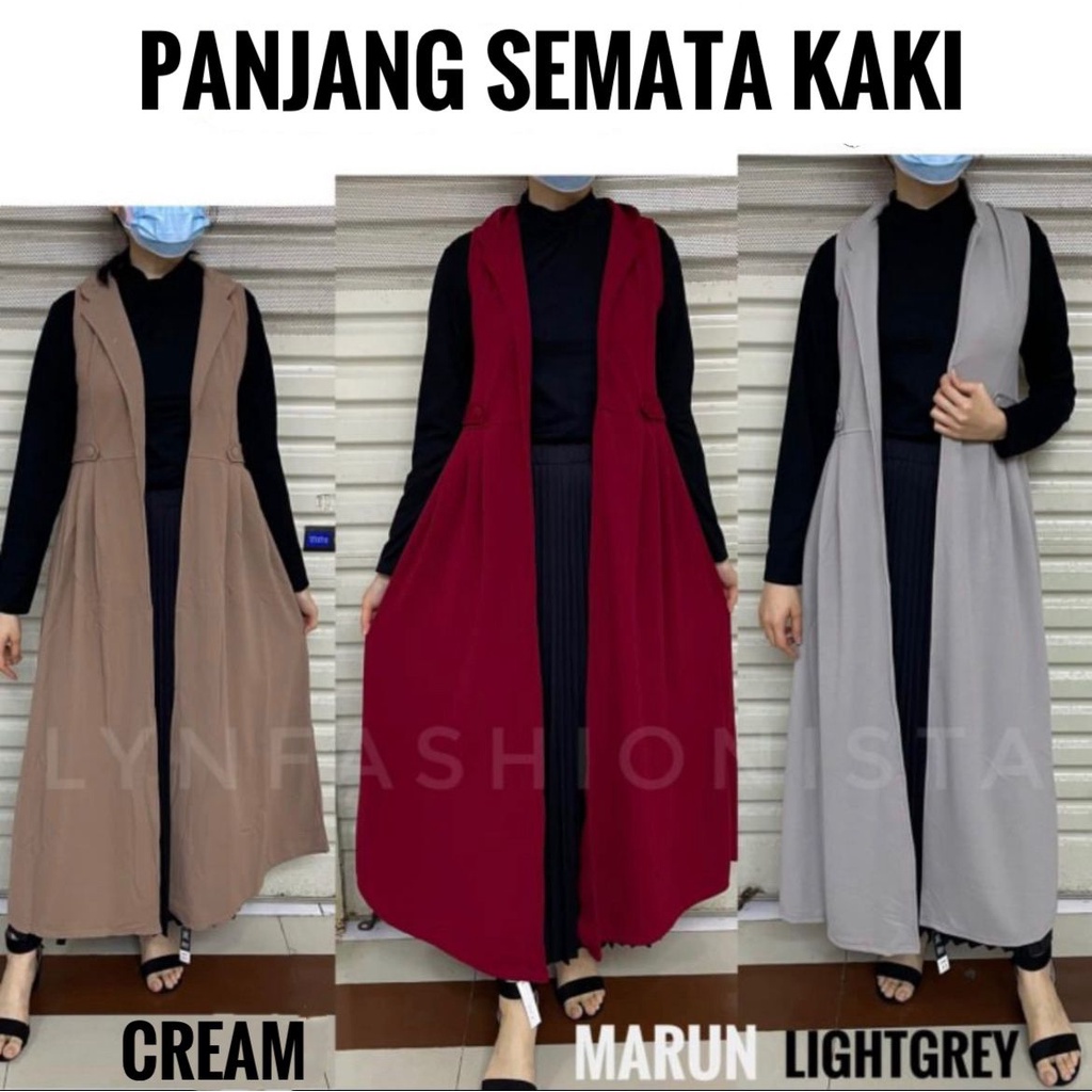 LYNFASHIONISTA-KARDIGAN WANITA MUSLIM TANPA LENGAN KERAH/CASSANDRA