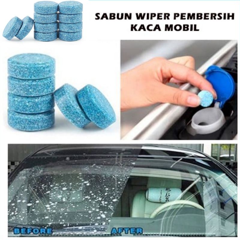 Sabun wiper tablet pembersih kaca mobil glass cleaner Toilet closet blue biru obat anti jamur kotor