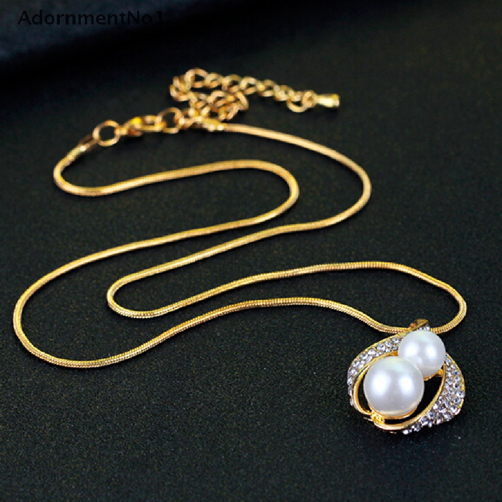 (AdornmentNo1) Set Kalung + Anting + Cincin Kristal + Mutiara Imitasi Untuk Pengantin Wanita