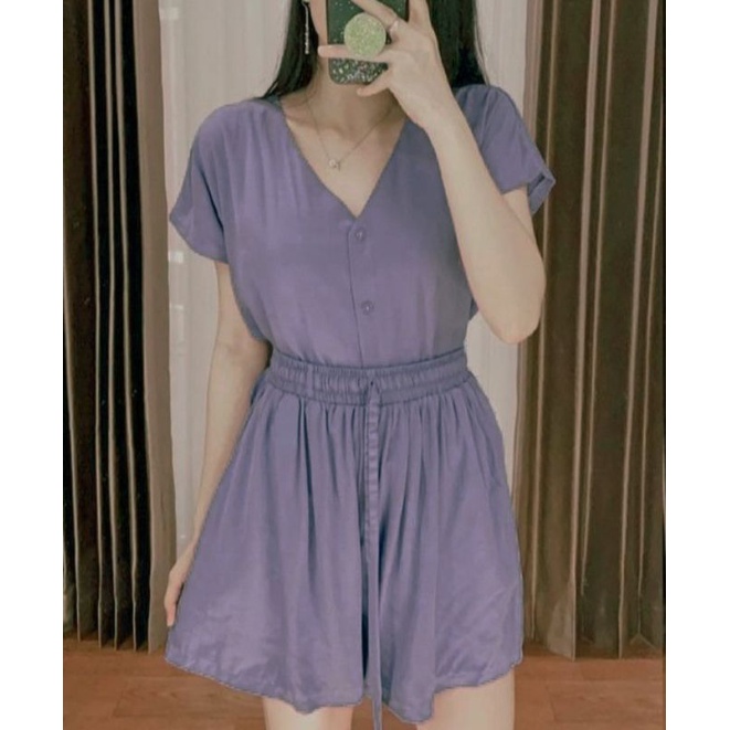 PIYAMA | SETELAN WANITA  | BABYDOLL | BAJU TIDUR WANITA | PIYAMA WANITA | PIYAMA PENDEK-Violet