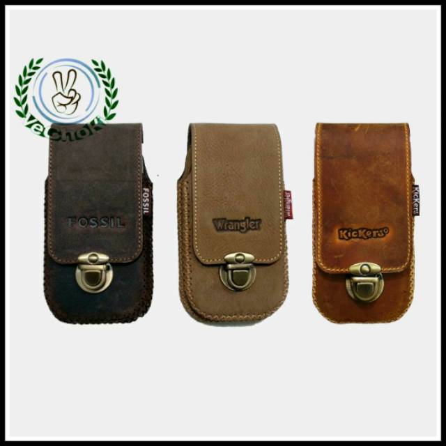 Sarung HP Vertikal Kulit Asli Crazy Horse - Kickers Wrangler ABE621