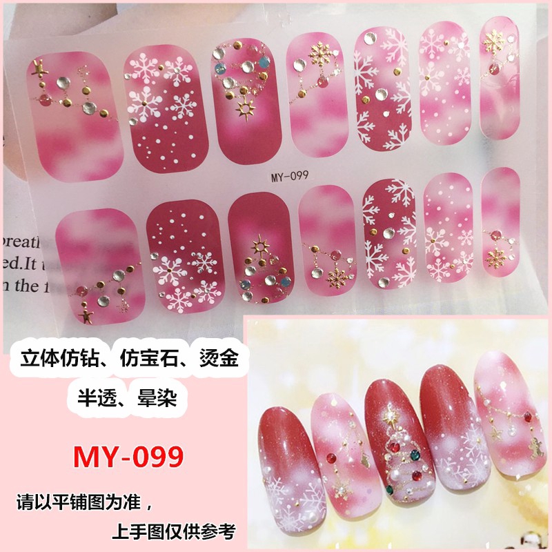 MY091-140 Stiker Kuku 3D Model Diamond Warna Gradasi untuk Nail Art