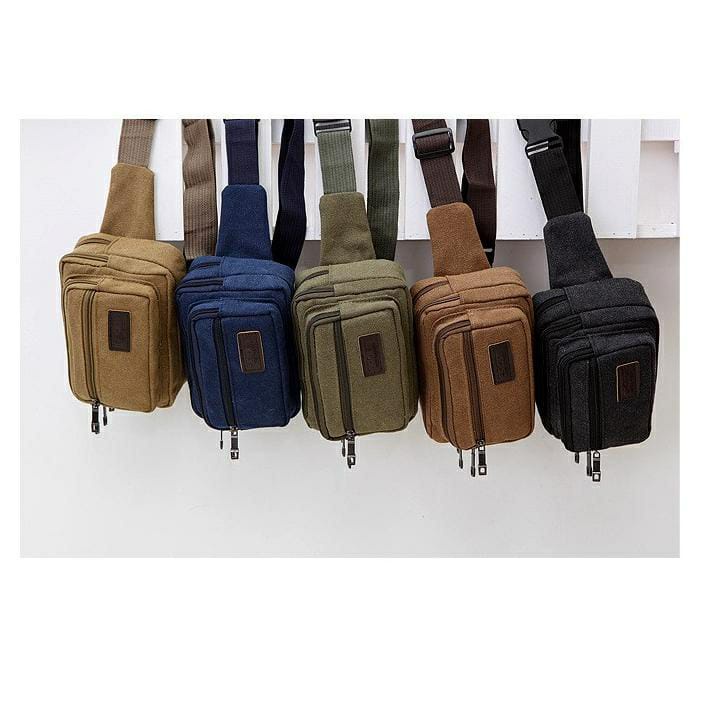 Tas Pinggang Pria Kanvas - Waistbag Distro Pria - Tas Dada Pria Import Termurah