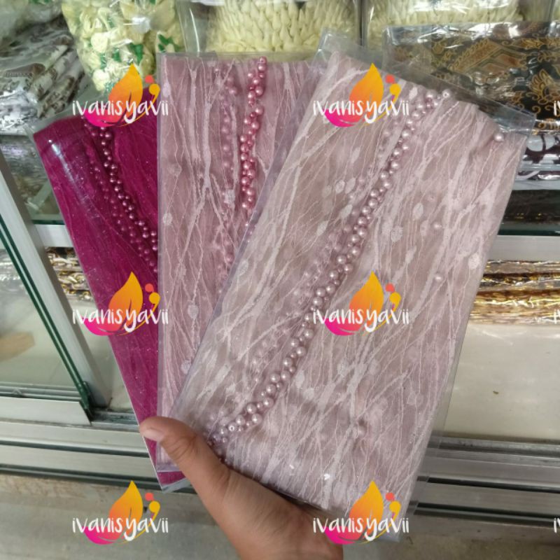 KERUDUNG PENGANTIN/ JILBAB VEIL MUTIARA KOMBINASI AKAR