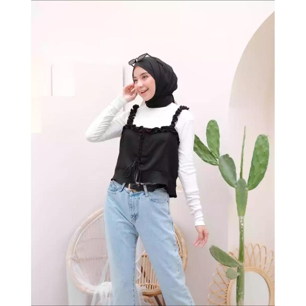 1KG MUAT 8PCS | TANKTOP MICHALE OUTER BLACK HITS SELEBGRAM FASHION OOTD WANITA