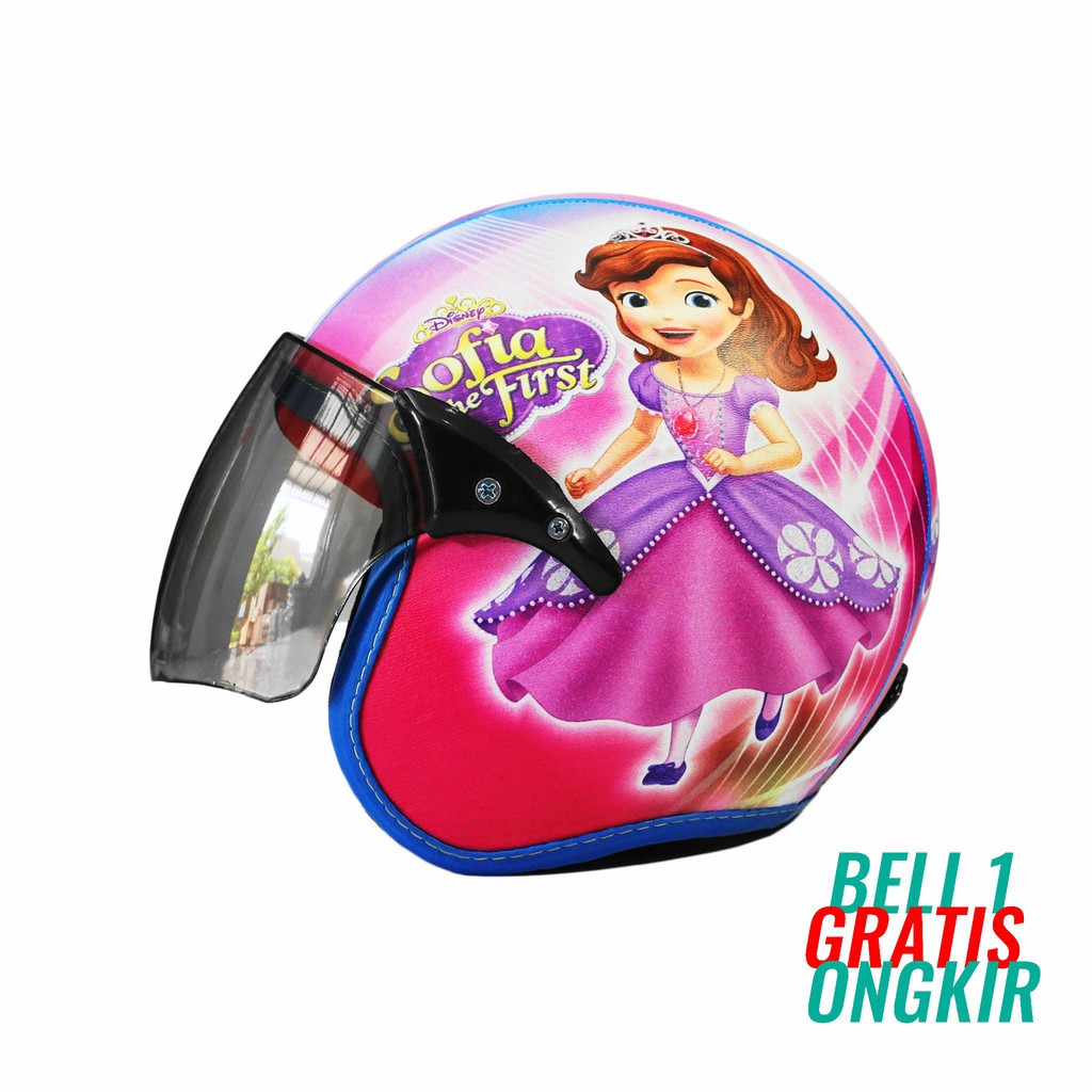 Helm Anak Standart Kaca Half Face Scoopy Original Karakter Sofia