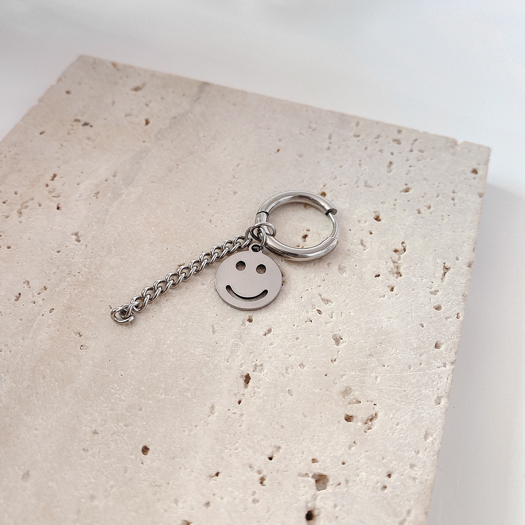 Anting Rantai Rumbai Desain Smiley Gaya Hip Hop