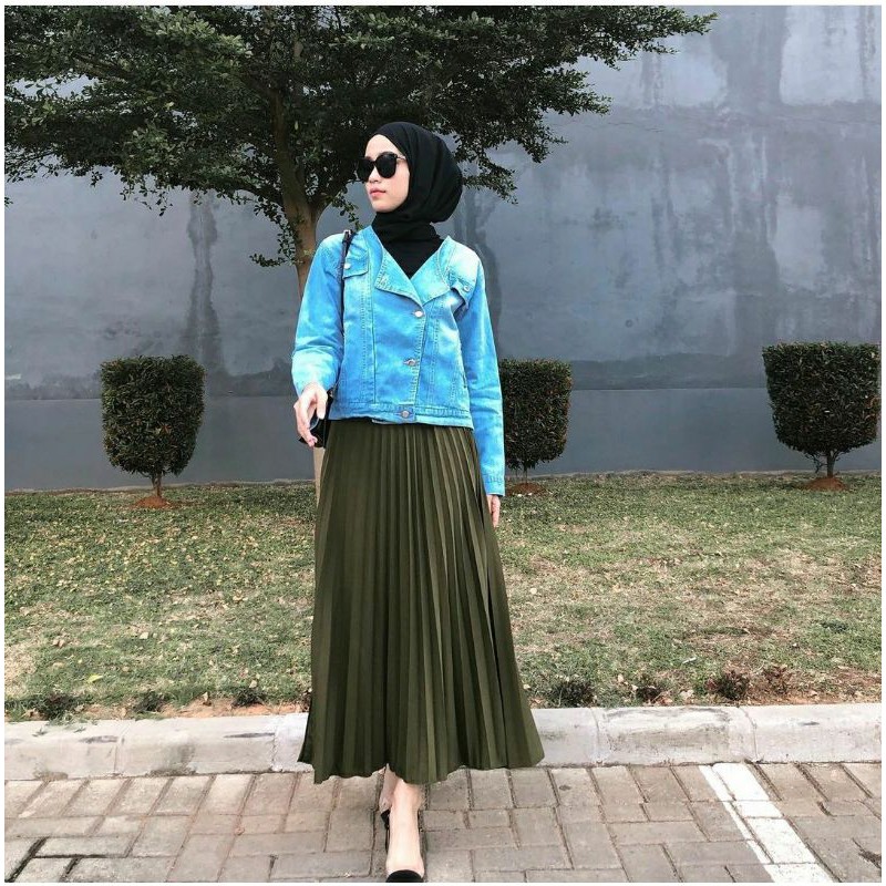 ROK PLEATS SKRIT - ARMY BY Vanilla hijab