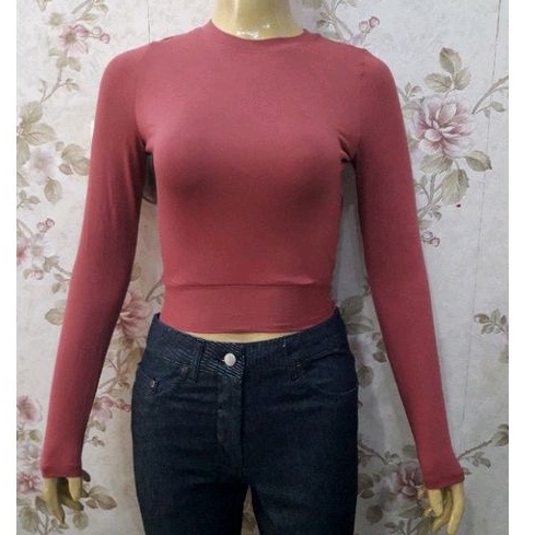 Croptop lengan panjang branded export termurah