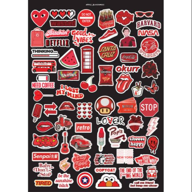 

AESTHETIC RED STICKER / tahan air / BACA DESKRIPSI