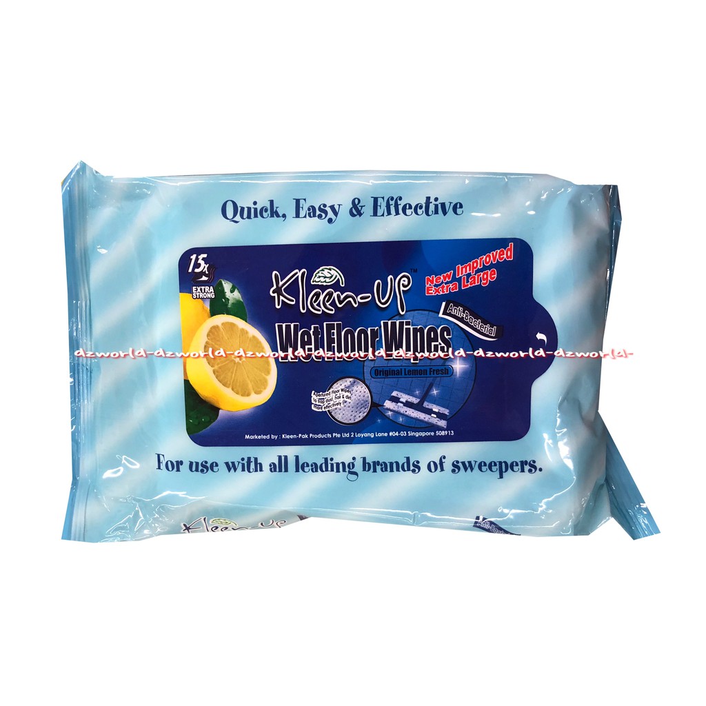 Kleen Up Wet Floor Wipes 15pcs Tissue Basah Untuk Lantai Biru Blue Kleenup Cleanup Kleen-Up Wets Floors Wipe Tisu Basah Untuk Pel Lantai Clean-Up Tissu