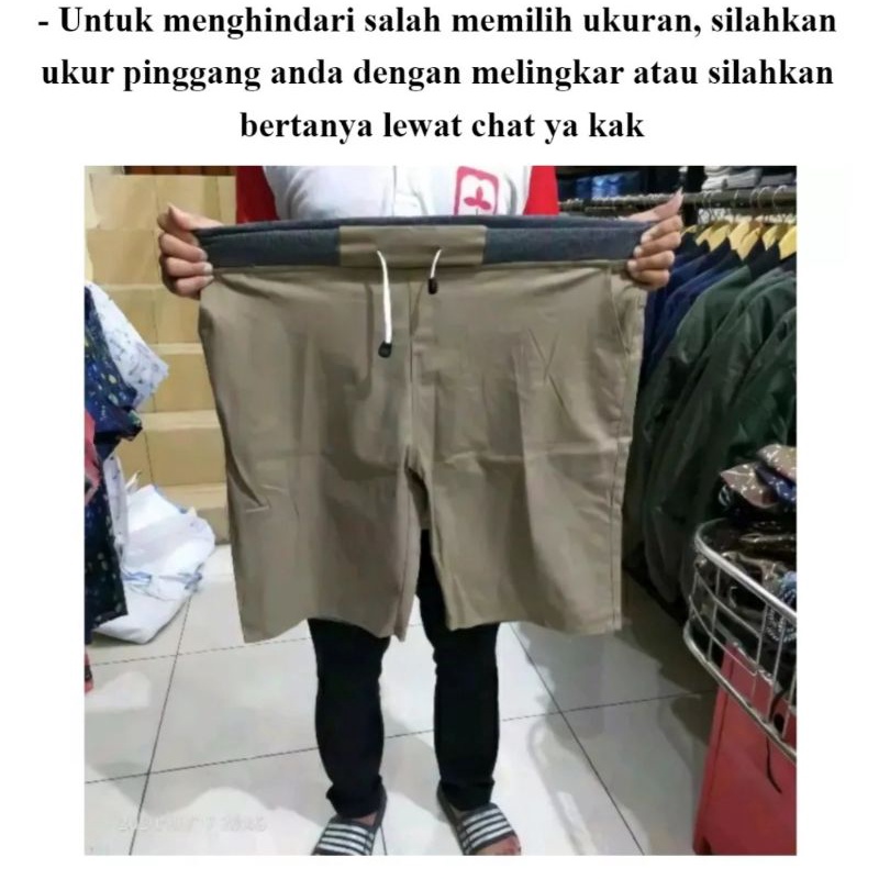 [ABU] Celana Pendek Pria Jumbo Big Size27-50 Chinos Rip Pinggang Karet