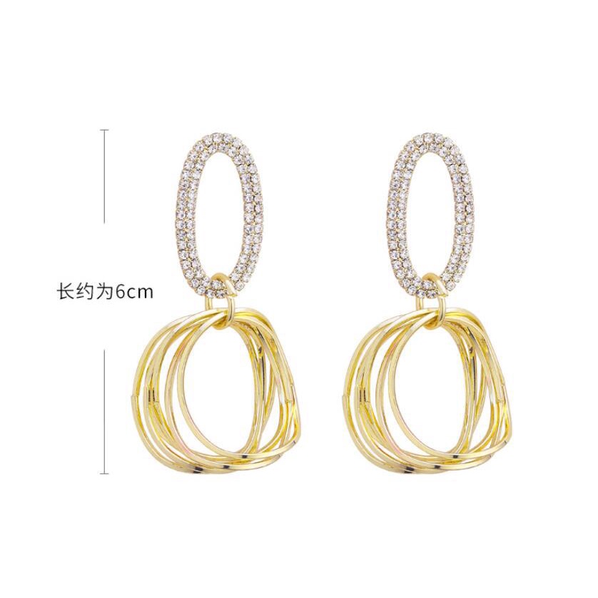 925 jarum perak logam oval hoop anting-anting wanita fashion sense Bahasa Perancis gaya temperamen a