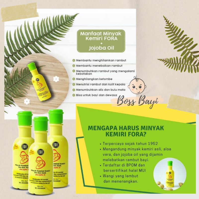 FORA - Minyak Kemiri x Jojoba Oil 65ml (Minyak Penyubur Rambut / Alis)