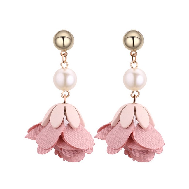 LRC Anting Tusuk Fashion Flower Shape Decorated Earrings