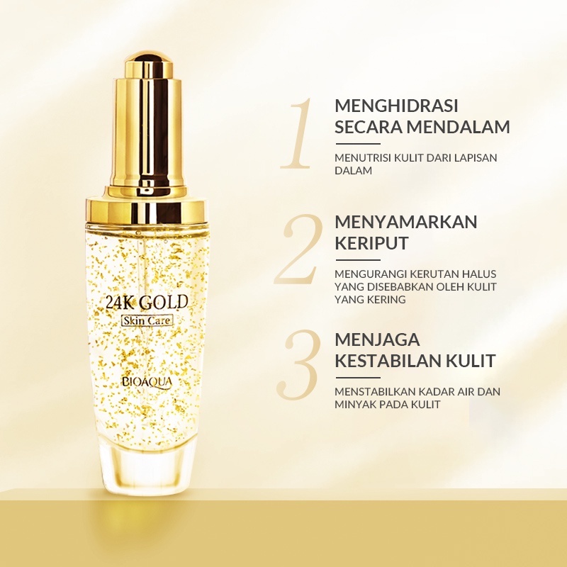 ❤ BELIA ❤ BIOAQUA 24K Gold Series | Facial Cleanser | Toner | Gentle Makeup Remover | Serum | Cream Essence | Trial Kit | 200ml | 100ml | 50ml | 30ml | 50g BPOM