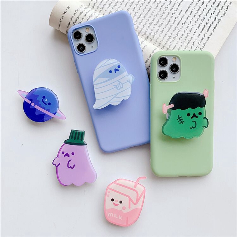 Halloween Finger Holder Bentuk Kartun Ekspresi Lucu Untuk Iphone Oppo Vivo Xiaomi Redmi Samsung