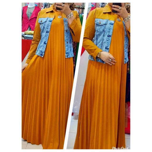 Gamis plisket jaket jeans