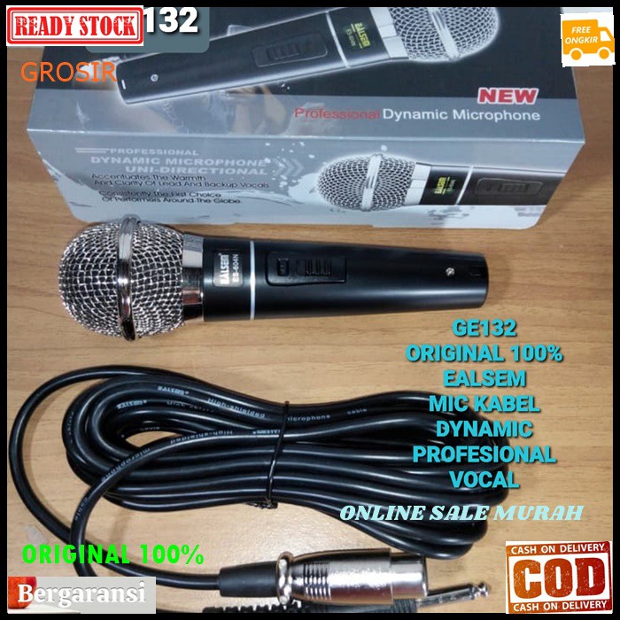 ealsem original 100% mic kabel dynamic Microphone cable karaoke mik vocal vokal profesional ok